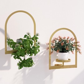 Flenpptly Wall Plant Holder, Wall Planter for Indoor Plants, Window Plant shelves for Multiple Plants Indoor Outdoor, Framed Plant Holder for Home Decor (2 Pack)