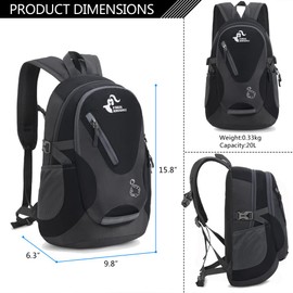 Bseash Small 20L Outdoor Hiking Backpack, Lightweight Waterproof Travel Daypack for Kids Girls Boys Cycling Camping