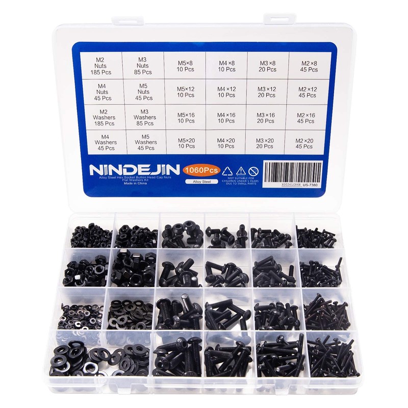 NINDEJIN 1060pcs 12.9 Grade Carbon Steel M2 M3 M4 M5
