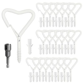 Wopanxye 20 PCS Safety Screw Hooks for Hanging Outdoor String Light, Cup, Flower Pot, Fairy Light, Birdcage, Feeder, Wind Chime, Windproof Eye Hanger with Safety Buckle Nail-in for Wall Ceiling, White