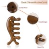 Wooden Scalp Massager, Sandalwood Wide Tooth Comb, Acupressure Tool for