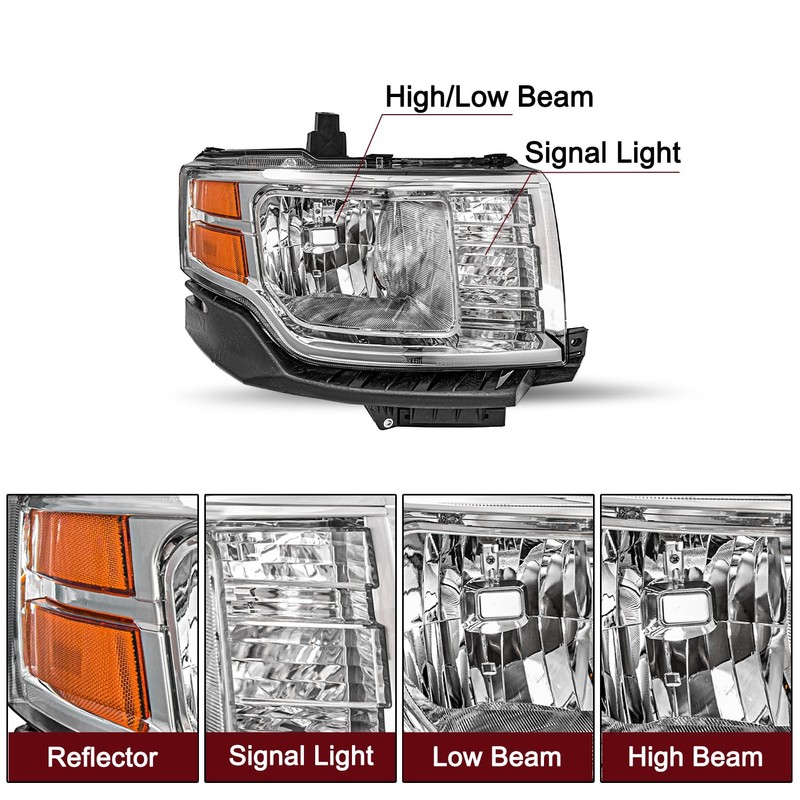 JSBOYAT Headlight for 2009 2010 2011 2012 Ford Flex SE