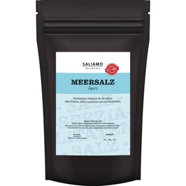 500g Mediterranes Meersalz fein, frei von Zusätzen ohne zugesetztes Jod oder Rieselhilfe | Saliamo
