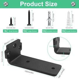 Pack of 4 Shelf Brackets, Shelf Brackets, 10 cm / 12.5 cm, Black L-Shaped Shelf Brackets for Wall Mounting, Bookshelves, Decorative Shelves etc. (4 Inches, Black)