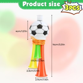 Vuvuzela Football Horn, Pack of 3 Vuvuzela, Loud Football Fan Horn, Fan Bun Football, Small Football, for Children, Football Fans, for Football Theme Party, World Cup, Random Colour (13 cm)
