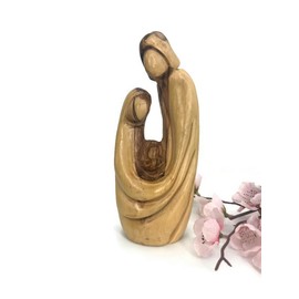 Wooden Holy Family Statue, Olive Wood Nativity Set, Catholic Figurines for Home Decor, 7 Inches