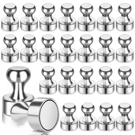 Neodymium Magnets Strong, Small Magnet 24 PCS, Round Magnets for Fridge 12mmx 16mm, Suitable for Whiteboard, Refrigerator, Office, Classroom, School (Silver)