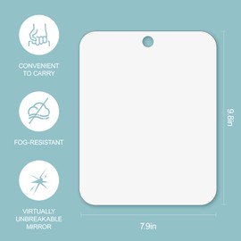 Shatterproof Fogless Shower Mirror,Fogless Shaving Mirrors Wall Hanging Makeup Mirror,Anti Fog Acrylic Shatterproof Mirror in Bathroom Shower with steelHook,for Bathroom Shaving&Makeup9.84inx7.87in