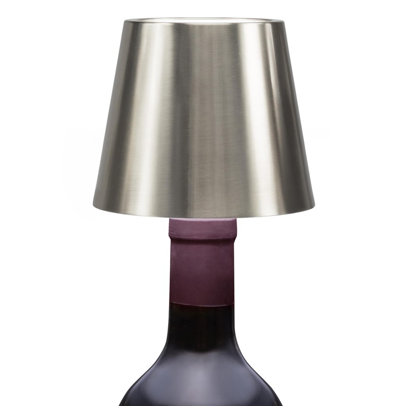 Abbott Collection Cordless Rechargeable LED Bottle Stopper Lamp/Light (Silver, Classic