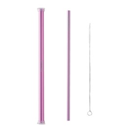 Aluminum Straw Case & Straw Set Matte Pink