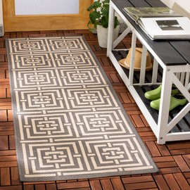 SAFAVIEH Courtyard Collection 2'3" x 20' Grey / Cream CY6937 Indoor/ Outdoor-Waterproof Easy-Cleaning Patio Backyard Mudroom Runner-Rug