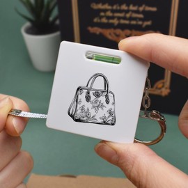 Azeeda 'Floral Handbag' Keyring Tape Measure/Spirit Level Tool (KM00039181)