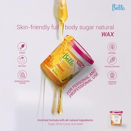 Depil Bella Paste Full Body Sugar Natural Wax Hair Removal, Professional or Personal Use, 100% Natural, Vegan, Organic, for All Skin Types, (1300 g)