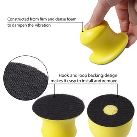 SPEEDWOX 2 Pack 3" Round Hand Sanding Blocks Hook and Loop Sanding Pad Hook Backing Plate for Wood Furniture Restoration Polishing Home and Car (Yellow)