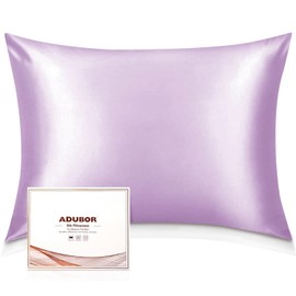 Adubor 100% Mulberry Silk Pillowcase for Hair and Skin with Hidden Zipper, Both Side 23 Momme Silk, 900 Thread Count(20x26 inches, Standard Size, Light Purple, 1pc)