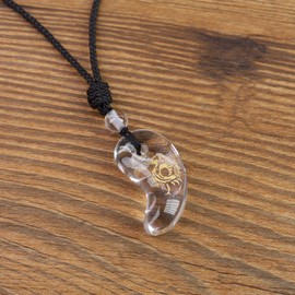 COAI Four God Beasts Gold Carving Crystal, Perfect for Home Evil Protection Magatama Amulet Pendant/Necklace, Adjustable Length, Men's, Women's,, onyx, Onyx