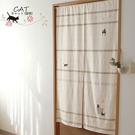 SunnyDayFabric Noren Stitch Cat Approx. Width 33.5 inches (85 cm) x Length 59.1 inches (150 cm)