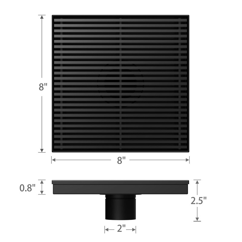 Sharpeye 8 Inch Square Shower Drain with Removable Wedge Wire
