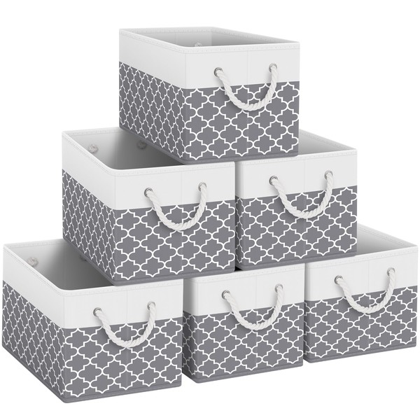 Fab totes Storage Bins [6-Pack], Foldable Storage Baskets for Organizing