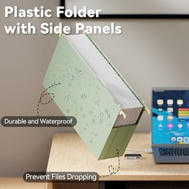 Ansook - Carpetas de plástico para colgar de tamaño legal, resistente carpeta de archivos expandible de 3 pulgadas con pestañas, paquete de 6 carpetas