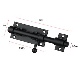 Generic Black 5-inch Heavy-Duty Stainless Steel Fence/Wooden Door/barn Door/Courtyard Door/Internal Door Lock Sliding Bolt Lock Barrel Bolt