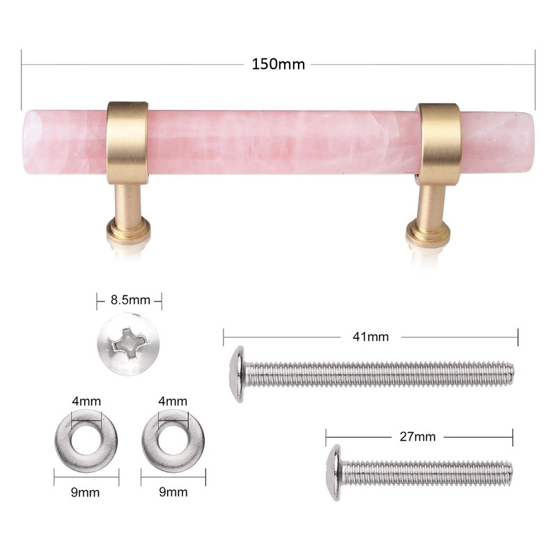 Rockcloud Pack of 2 Rose Quartz Crystal Stone Drawer Pulls