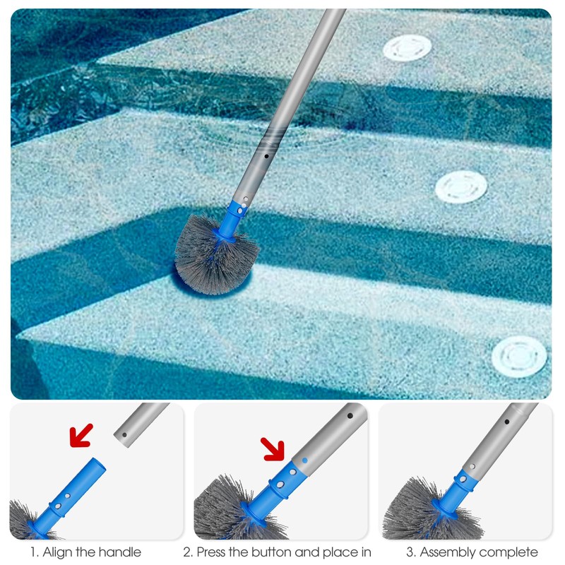 TidyMister Small Pool Brush Head for Cleaning Narrow Corners Steps,