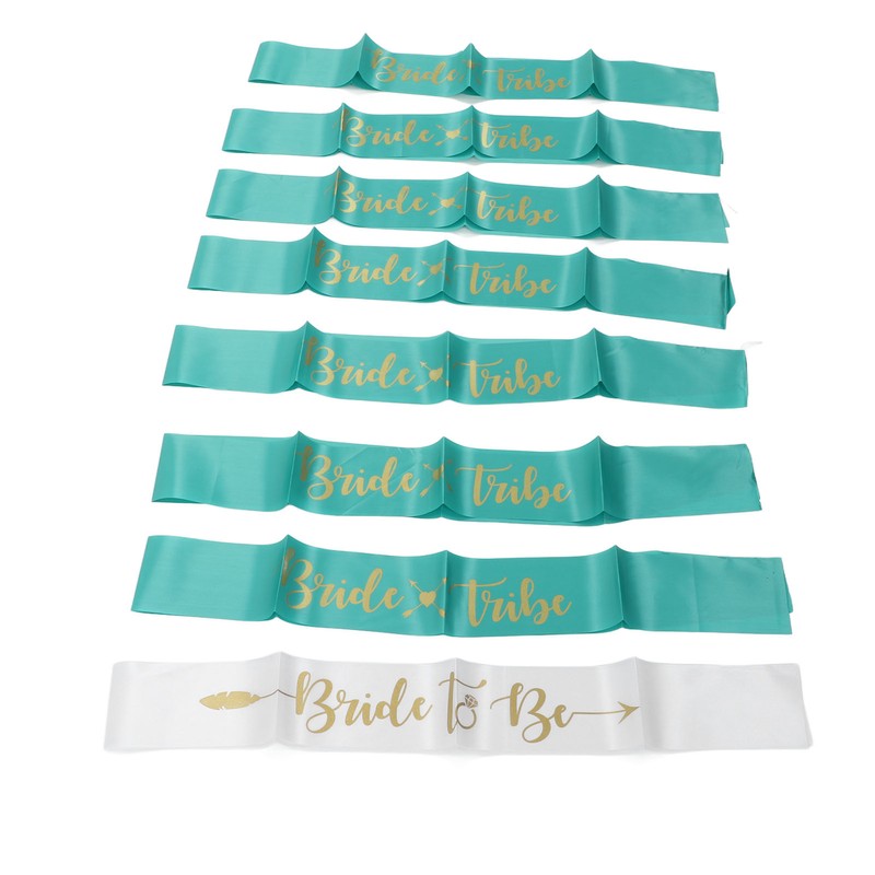 8Pcs Bride Bridesmaid Sash Gold Letters Hypoallergenic Material Wedding Bride