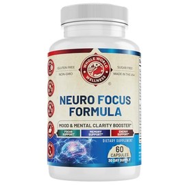 Neuro Focus Formula | Supports Mental Clarity & Focus | Vitamin A,C,D,E,B6 | Gluten Free, Sugar Free, Lactose Free | 60 Capsules | Made in The USA.