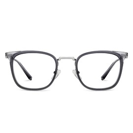 Lenskart Blu | Zero Power Bluecut & Antiglare Computer Eyeglasses | Grey Full Rim Square | For Men and Women | Medium - LB E13529