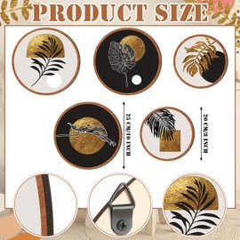 Qunclay 5 Pcs Wall Art Decor Wooden Living Room Wall Decor Bohemian Wall Hanging Decor Farmhouse Geometric Hanging Decor 10'' and 8'' Aesthetic Wood Minimalist Wall Art for Bedroom (Rustic, Leaf)