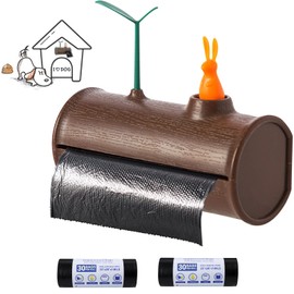 Outdoor Dog Poop Bags Holder Wall Mounted Dog Waste Bags Dispenser with 2 Rolls Leak-Proof Waste Garbage Trash Bags Storage Station for Garden Yard Kitchen Bathroom(Brown)