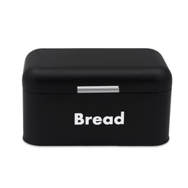 Plexon Bread Box for Kitchen Countertop with Lid, 11.8" x 7" x 6.3" Metal Bread Storage Container Bin, Black