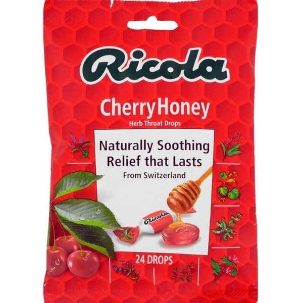 Ricola Herb Throat Drops Natural Cherry Honey 24 Each (Pack of 5)