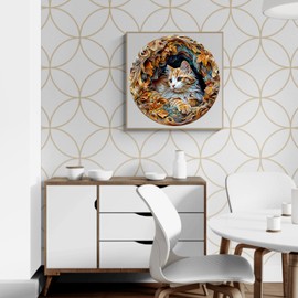 Wooden Puzzle for Adults and Children, Puzzle 200 Pieces, Circular Unique Puzzle, Wooden Puzzle 3D Cat, Wooden Puzzle for Family Game and Gift for Couples