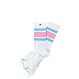 Spirit of 76 Men's and Women's Retro Socks with Stripes, White / Blue / Pink