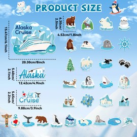 chiazllta 33PCS Alaskan Themed Cruise Door Magnets Decorations Magnetic Cruise Ship Sticker Decal Alaska Cruise Ship Door Magnets Magnetic Whale Sea Lion Fridge Magnet for Refrigerator Car Accessories