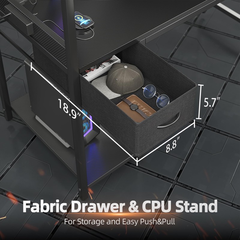 TIQLAB Gaming Desk 40 inch with Power Outlet and LED