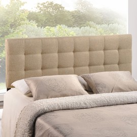 Modway Lily Tufted Linen Fabric Upholstered Queen Headboard in Beige
