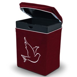 Velvet Urn Bag with TSA Approved Cremation Container | Holds Cremated Ashes of Human Adult | For Use in a Niche or Ground Burial | Fits Crowne Burial Urn Vault (Burgundy with Dove)