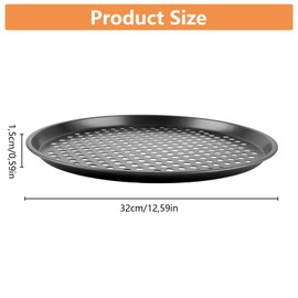 VIDETOL Set of 4 Round Pizza Trays, Pizza Tray Round 32 cm with Non-Stick Coating, Perforated Pizza Mould Carbon Steel, Black Pizza Pan for Chefs and Pizza Lovers