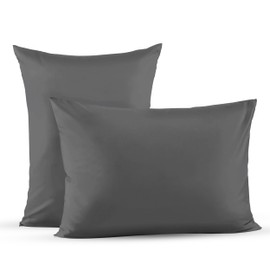 Superity Linen Pillow Cases Standard Size - Soft and Breatheable Cotton Dark Gray Pillow Cases Set of 2 with Envelope Enclosure. Pillow Covers are 20 x 26. Protect Pillow & Enhance Bedroom Appearance
