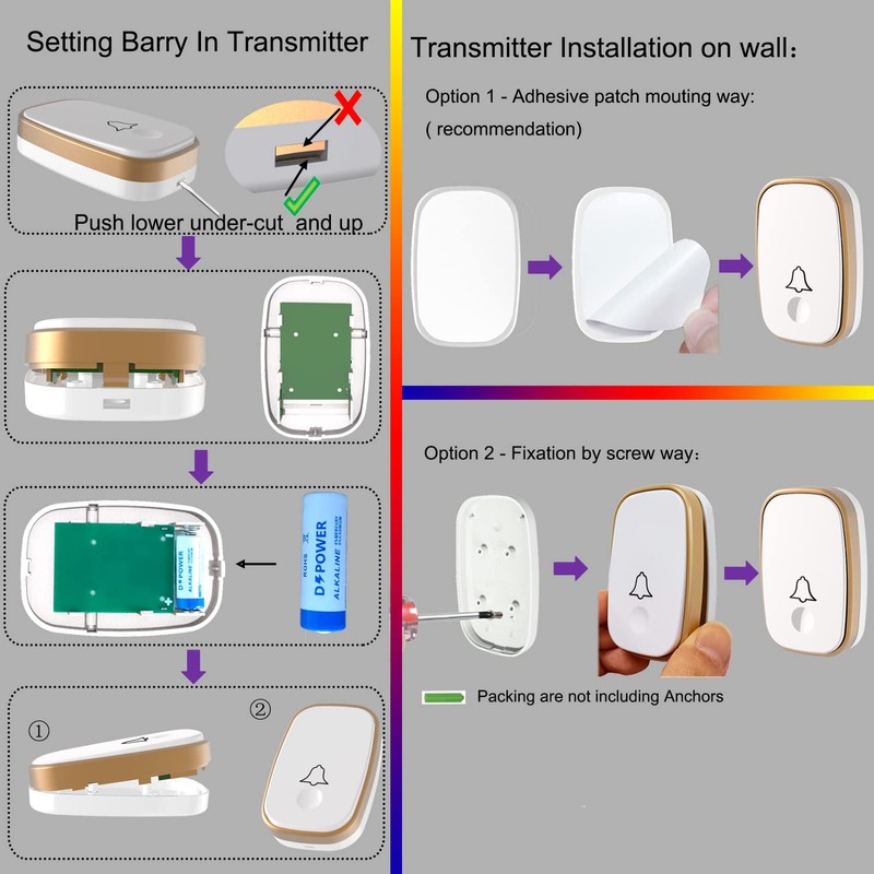 LUAMB Wireless Doorbell, 1,000ft Range Loud Enough with 5Volume Levels
