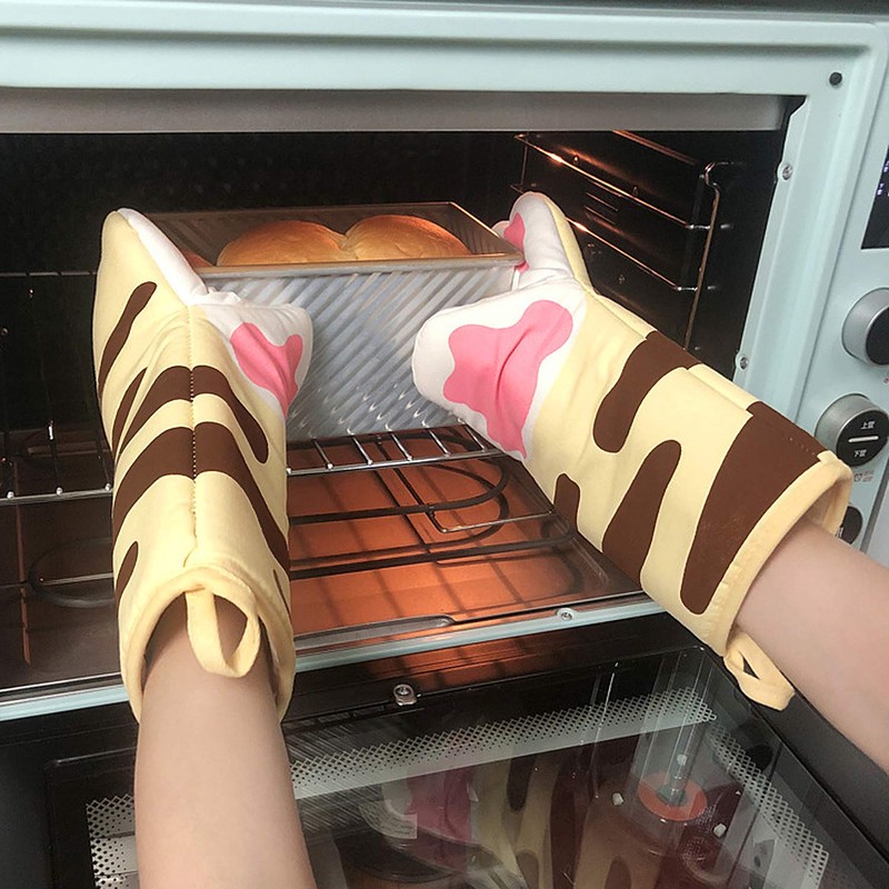 Mittens Potholder Cat Oven Mitts Baking Gloves 1 Pair Heat