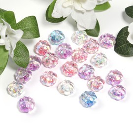 16mm Acrylic Pumpkin Beads, Transparent Colorful Beads for Dollhouse, Jewelry Making, Fairy Garden Décor,Mixed Color 12Pcs