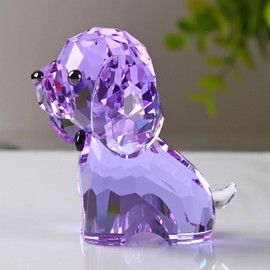 DOJOZ Crystal Puppy Cute Dog Lovely Desktop Statue Small Ornaments Home Decoration (Purple)