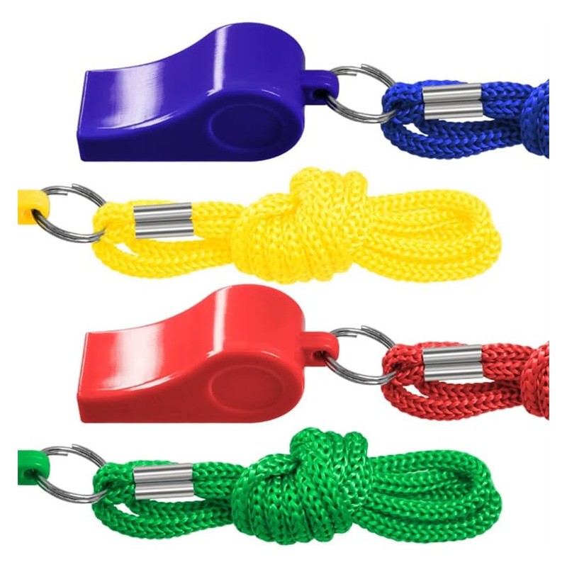 zalati 8 Pcs ABS Whistle with Lanyard Clear Sound for