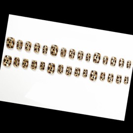 FIEONCIY Press on Nails Short Square Shaped Glossy Full Cover Square French False Nails with Designs Artificial Short Square Fake Nails with Charms Glue Stick ons Fingernails for Women Girls(MJ731)