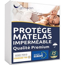 SLEEPZEN Waterproof Mattress Protector, Molleton 100% Cotton, Mattress Cover with Moisture Protection, Breathable, Latest Version of Bed Insert with Moisture Protection, Made in UE