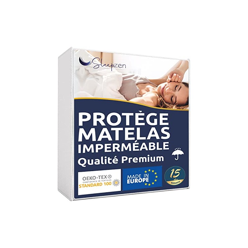 SLEEPZEN Waterproof Mattress Protector, Molleton 100% Cotton, Mattress Cover with